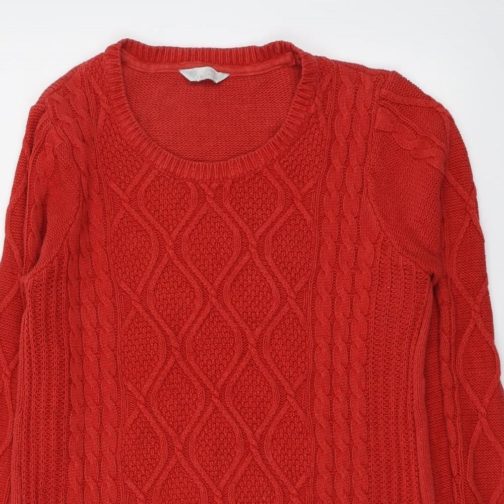 BHS Womens Red Round Neck Cotton Pullover Jumper Size 14