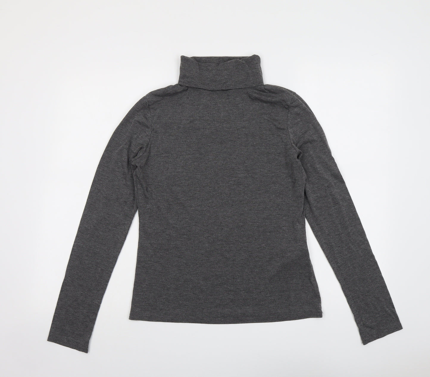 New Look Womens Grey Polyester Basic T-Shirt Size 14 Roll Neck