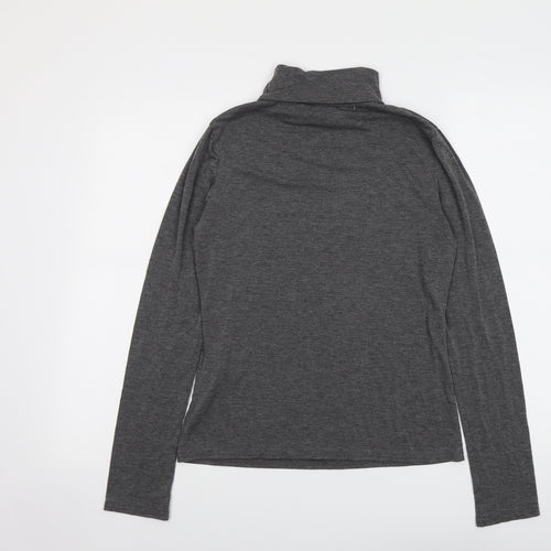 New Look Womens Grey Polyester Basic T-Shirt Size 14 Roll Neck