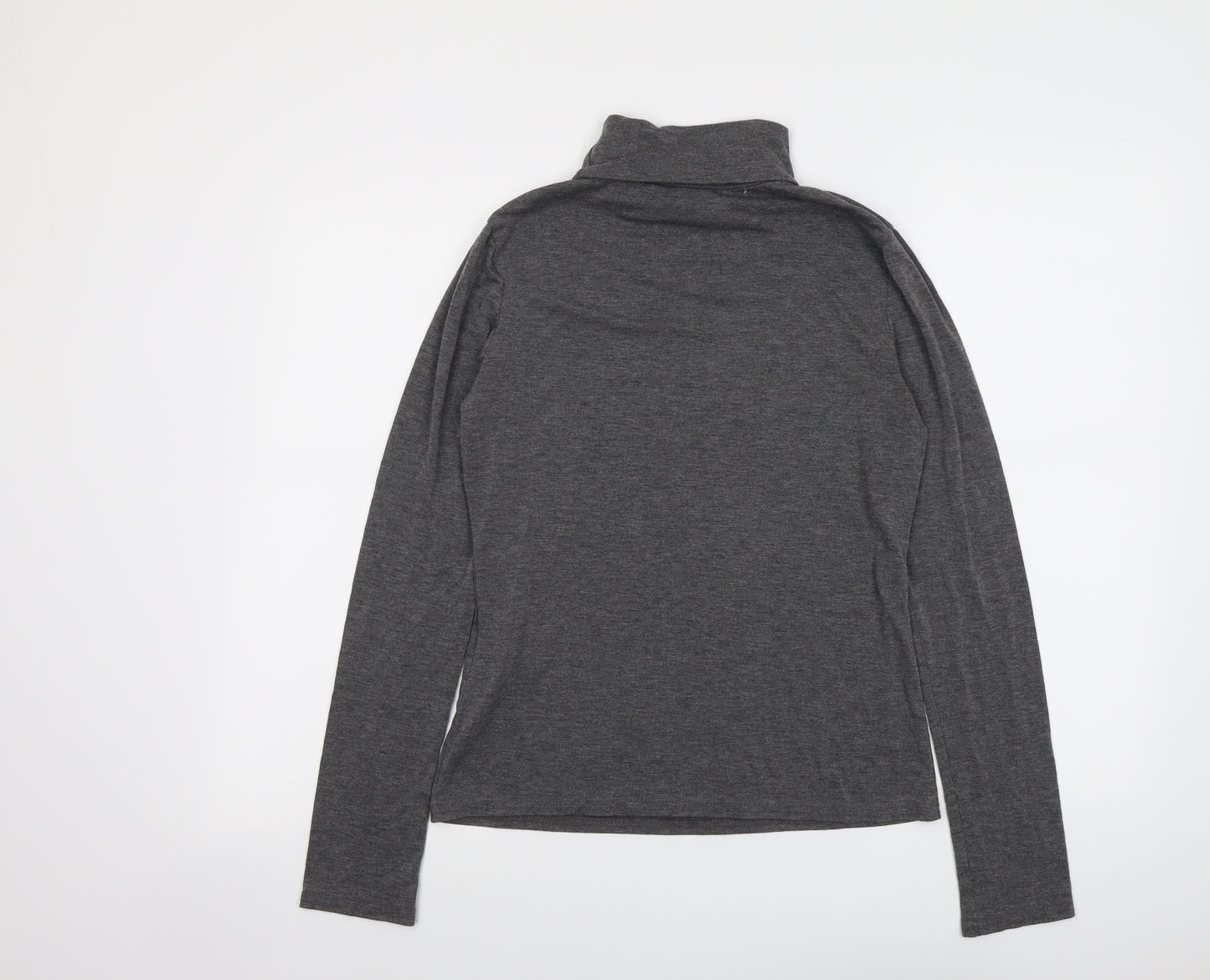 New Look Womens Grey Polyester Basic T-Shirt Size 14 Roll Neck