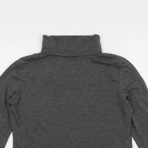 New Look Womens Grey Polyester Basic T-Shirt Size 14 Roll Neck