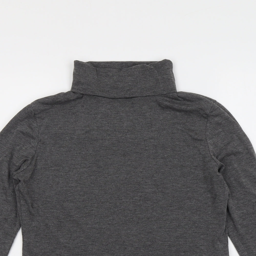 New Look Womens Grey Polyester Basic T-Shirt Size 14 Roll Neck