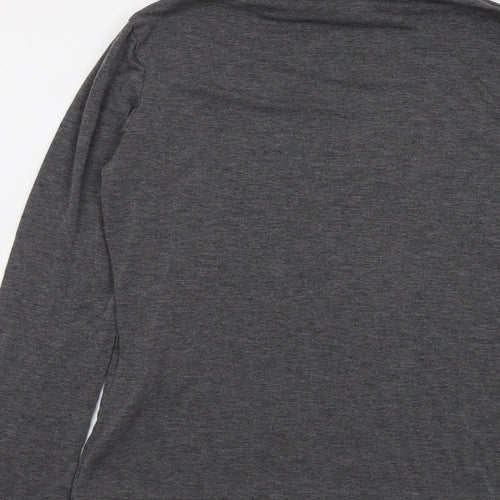 New Look Womens Grey Polyester Basic T-Shirt Size 14 Roll Neck