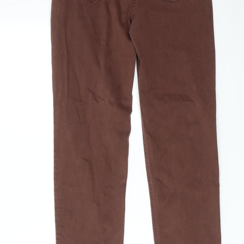 Magic Womens Brown Cotton Straight Jeans Size 10 Regular Zip