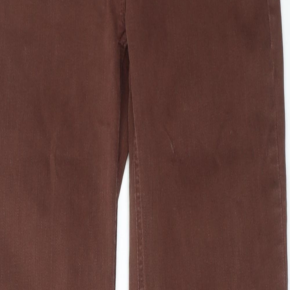 Magic Womens Brown Cotton Straight Jeans Size 10 Regular Zip