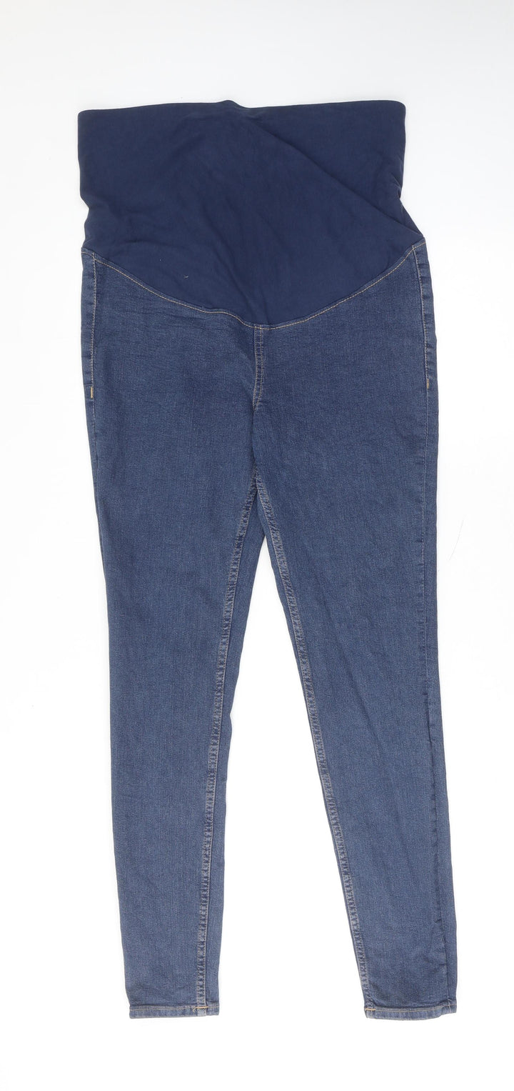 H&M Womens Blue Herringbone Cotton Skinny Jeans Size L Regular
