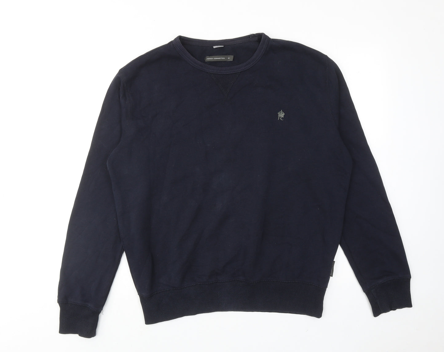 French Connection Mens Blue Cotton Pullover Sweatshirt Size M