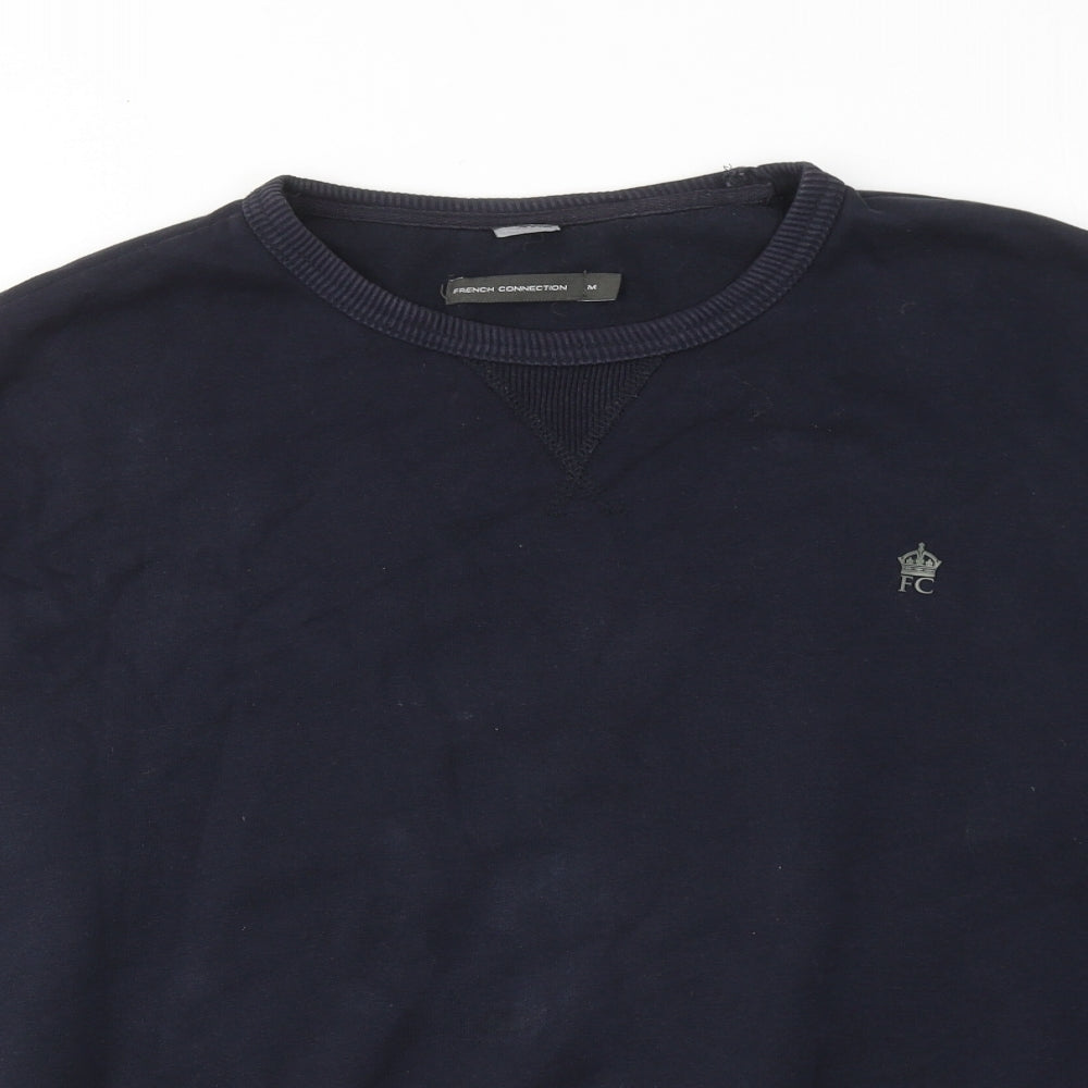 French Connection Mens Blue Cotton Pullover Sweatshirt Size M