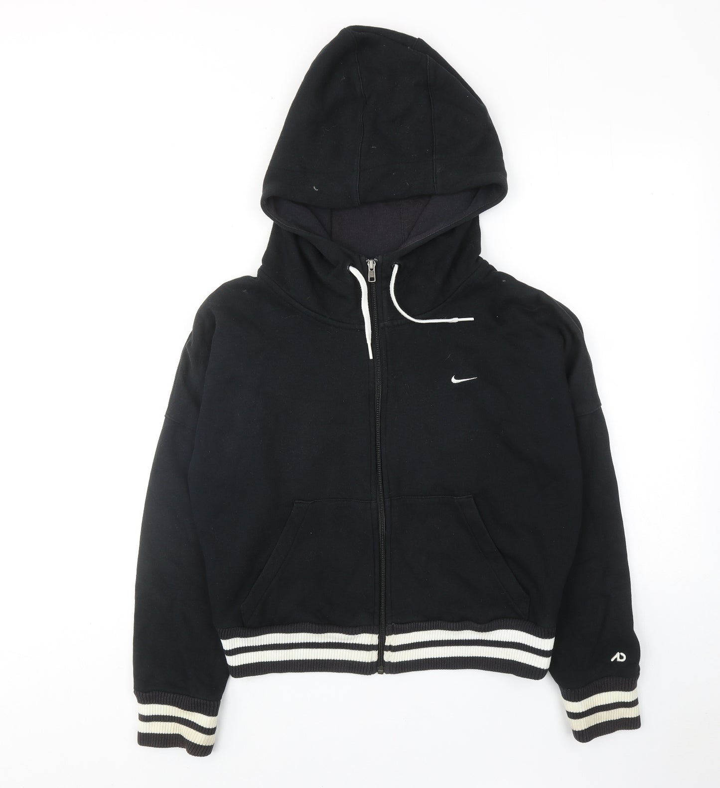 Nike Womens Black Cotton Full Zip Hoodie Size M Zip
