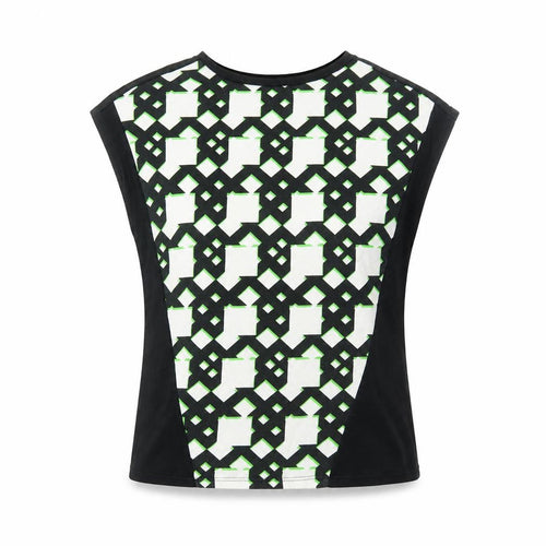 PeterPilotto Womens Black Geometric Cotton Basic T-Shirt Size XS Boat Neck