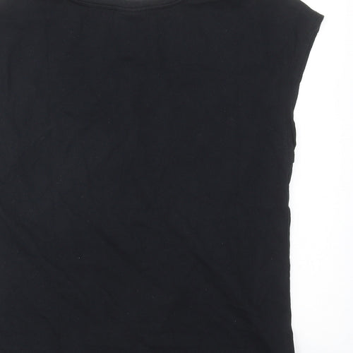 PeterPilotto Womens Black Geometric Cotton Basic T-Shirt Size XS Boat Neck