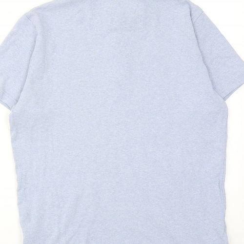 Indigo Mens Blue Cotton Polo Size L Collared Button