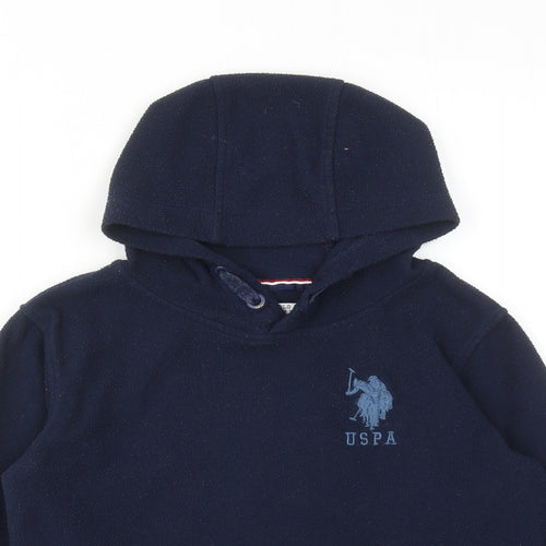 US Polo Assn. Boys Blue Polyester Pullover Hoodie Size 7-8 Years Pullover