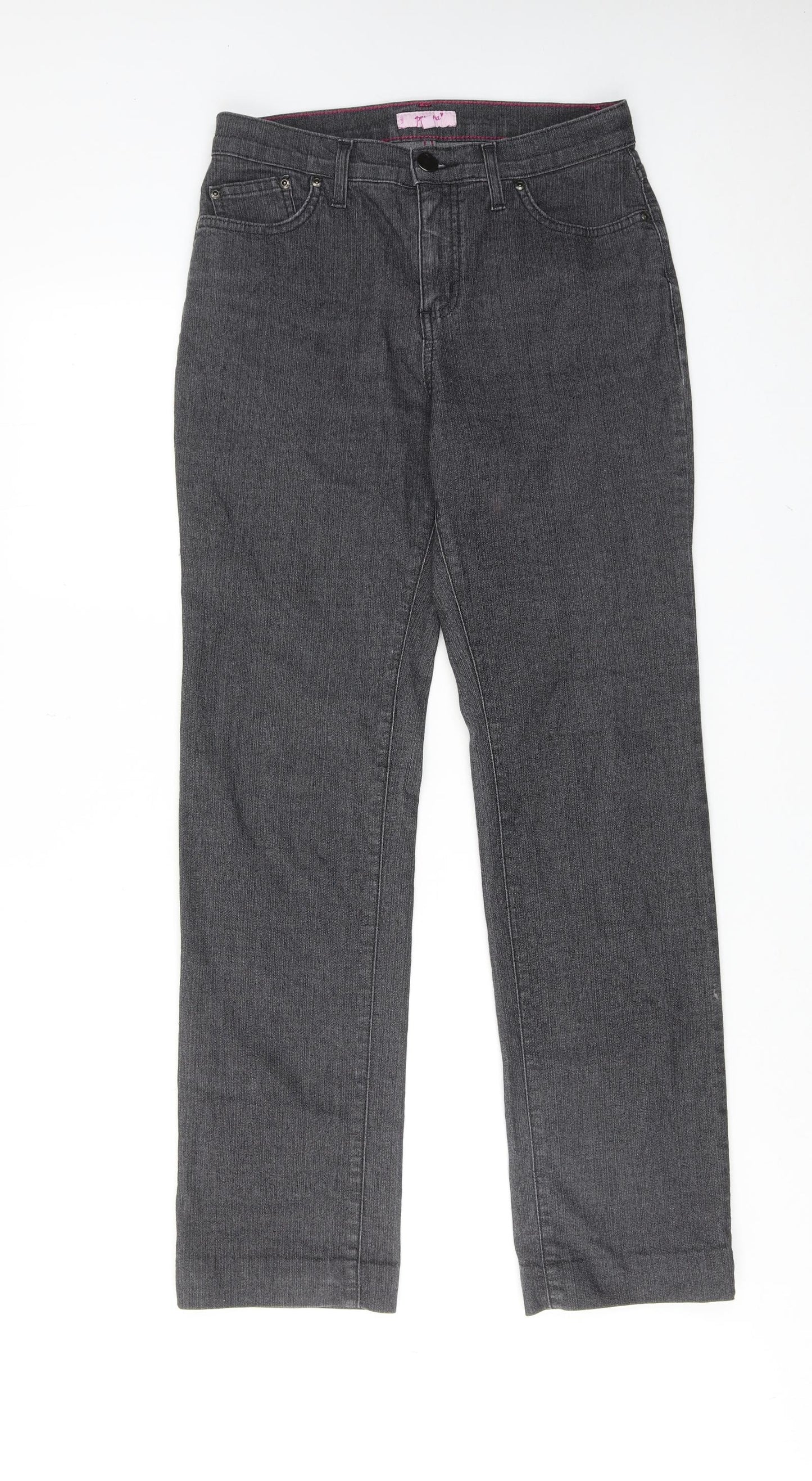 Per Una Womens Black Cotton Straight Jeans Size 10 Regular Zip