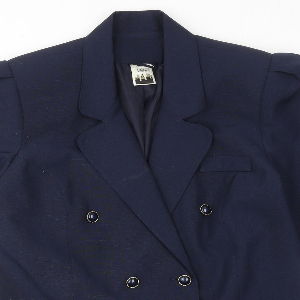 Citilities Womens Blue Polyester Jacket Suit Jacket Size 20 Button - Pockets
