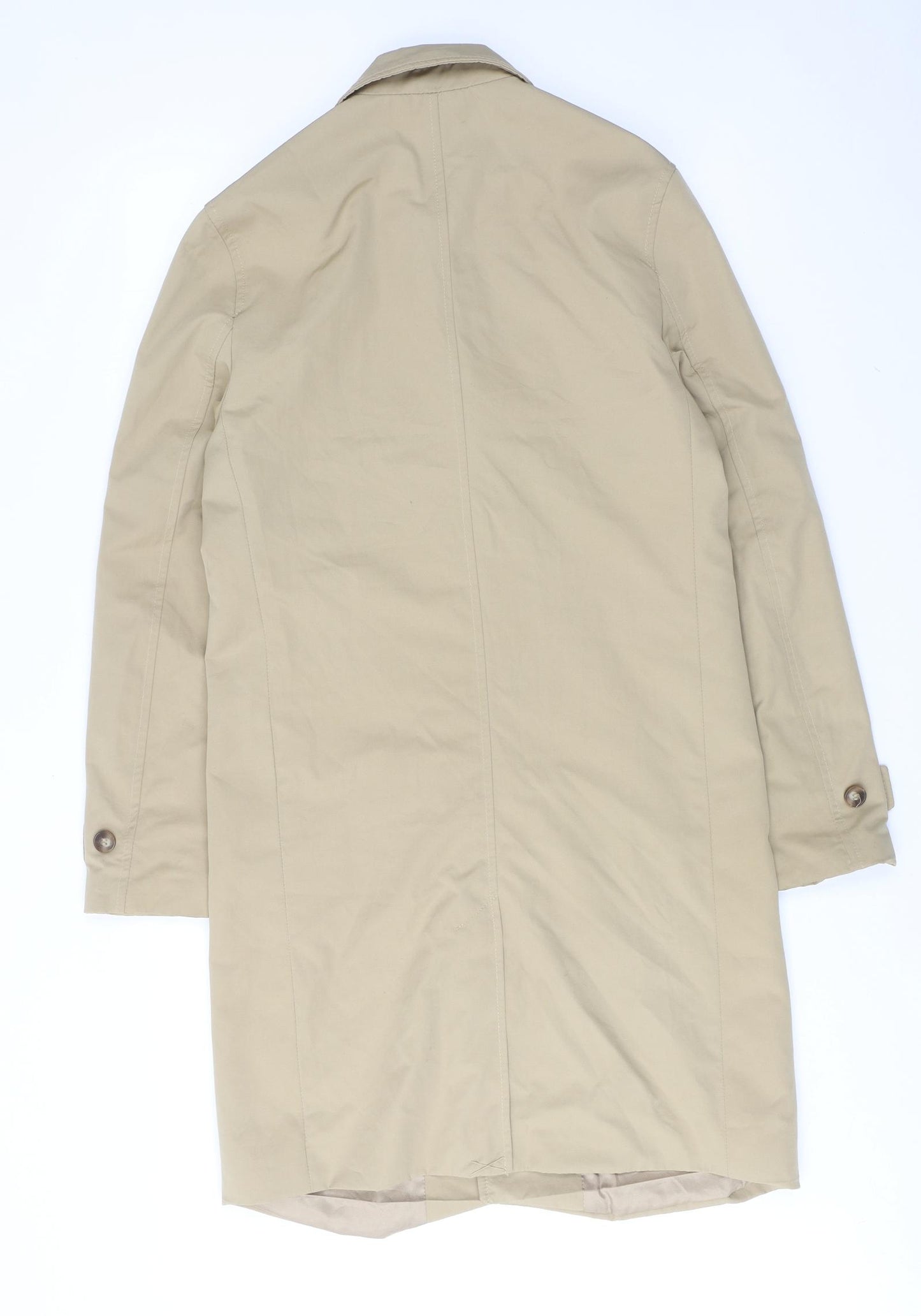 H&M Womens Beige Overcoat Coat Size S Button