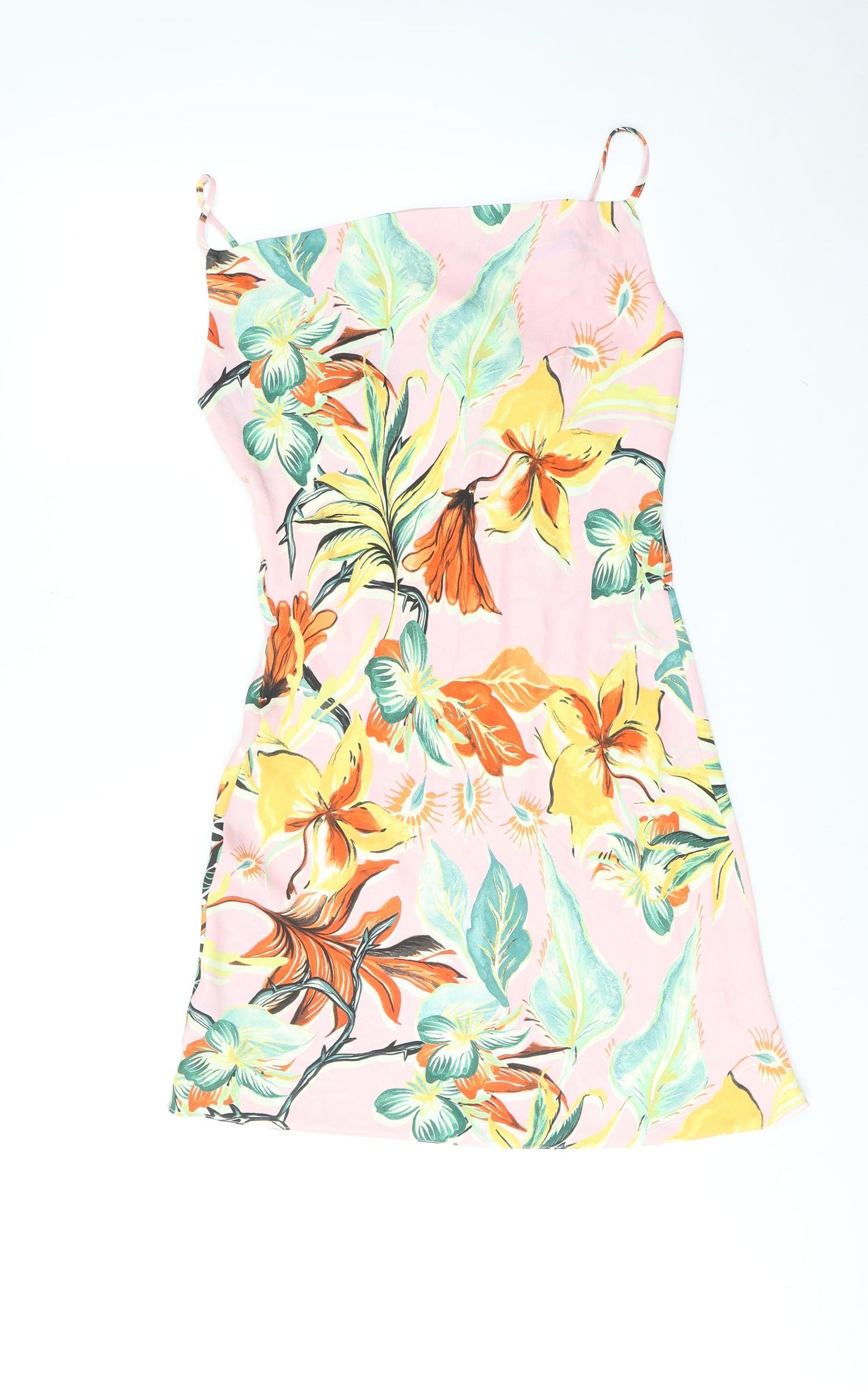 River Island Womens Multicoloured Floral Polyester Tank Dress Size 10 Square Neck Pullover