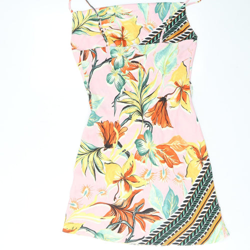 River Island Womens Multicoloured Floral Polyester Tank Dress Size 10 Square Neck Pullover