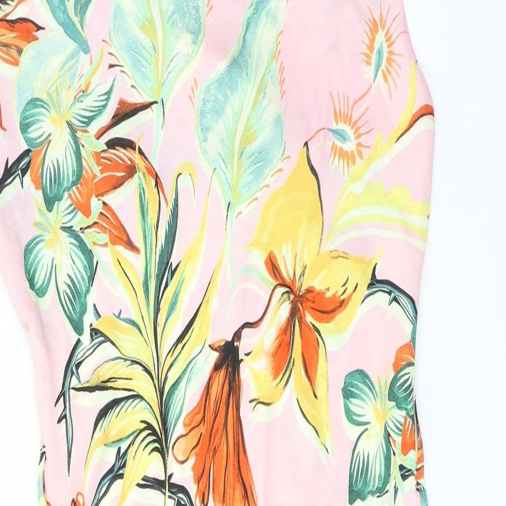 River Island Womens Multicoloured Floral Polyester Tank Dress Size 10 Square Neck Pullover