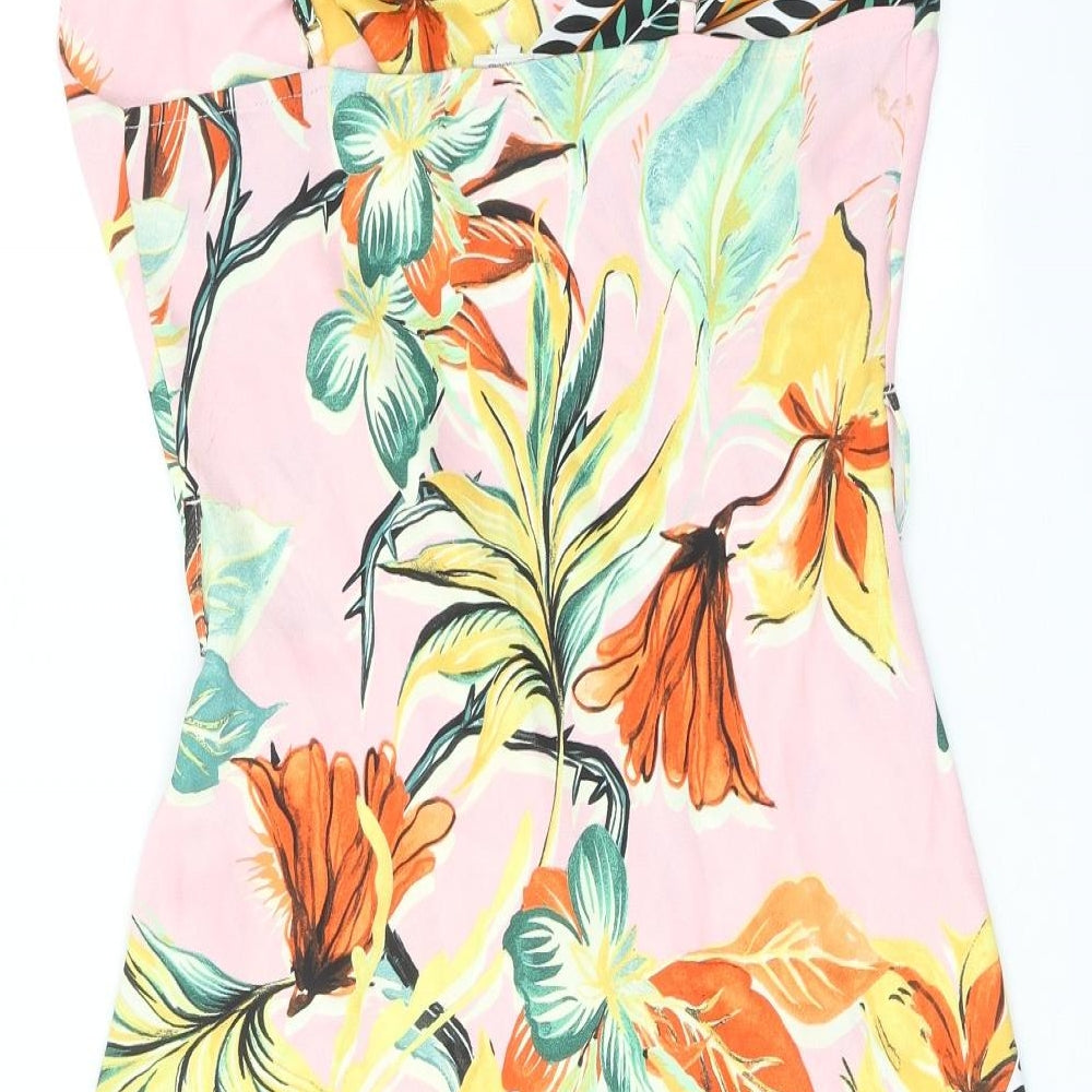 River Island Womens Multicoloured Floral Polyester Tank Dress Size 10 Square Neck Pullover