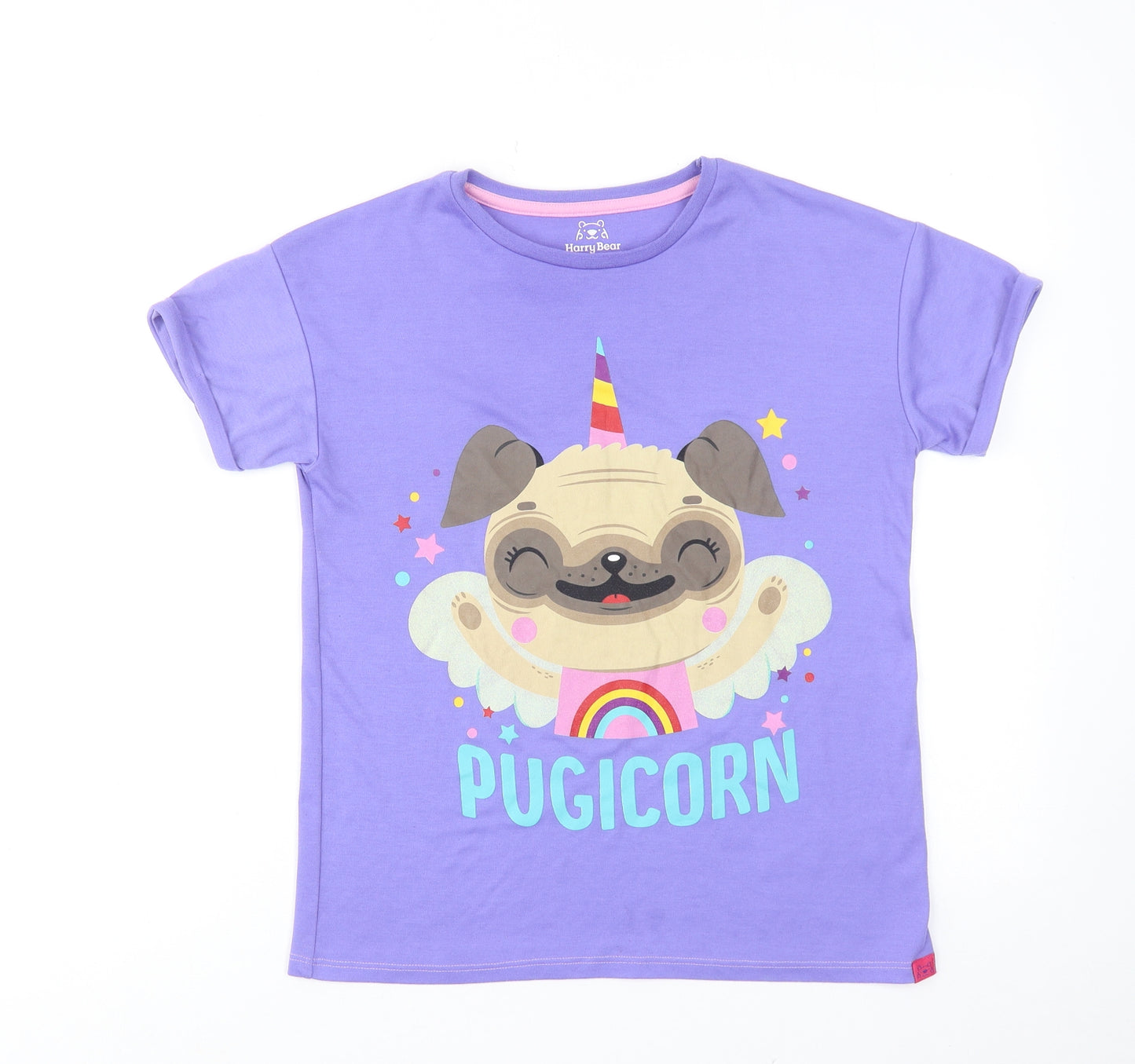 Harry bear Girls Purple Polyester Pullover T-Shirt Size 11-12 Years Crew Neck Pullover - Pugicorn