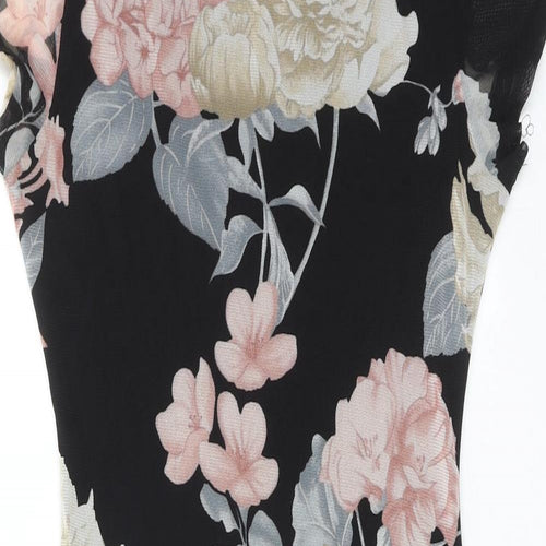 Fashion Nova Womens Black Floral Polyester Shift Size M Round Neck Pullover