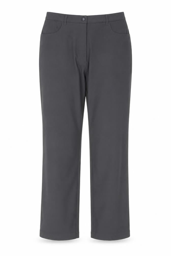 Front view of Joie De Vivre women’s grey polyester trousers, size UK 16, regular zip