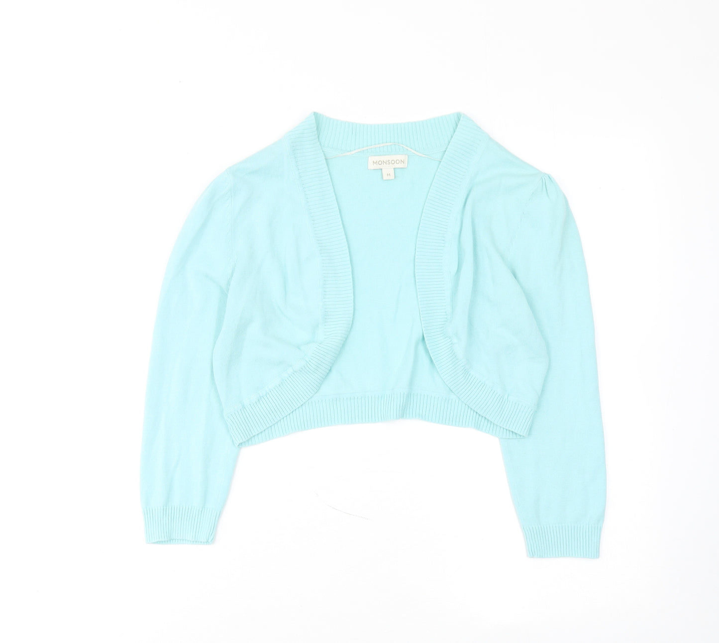 Monsoon Womens Blue V-Neck Cotton Cardigan Jumper Size M