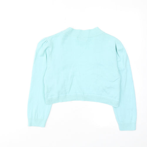 Monsoon Womens Blue V-Neck Cotton Cardigan Jumper Size M