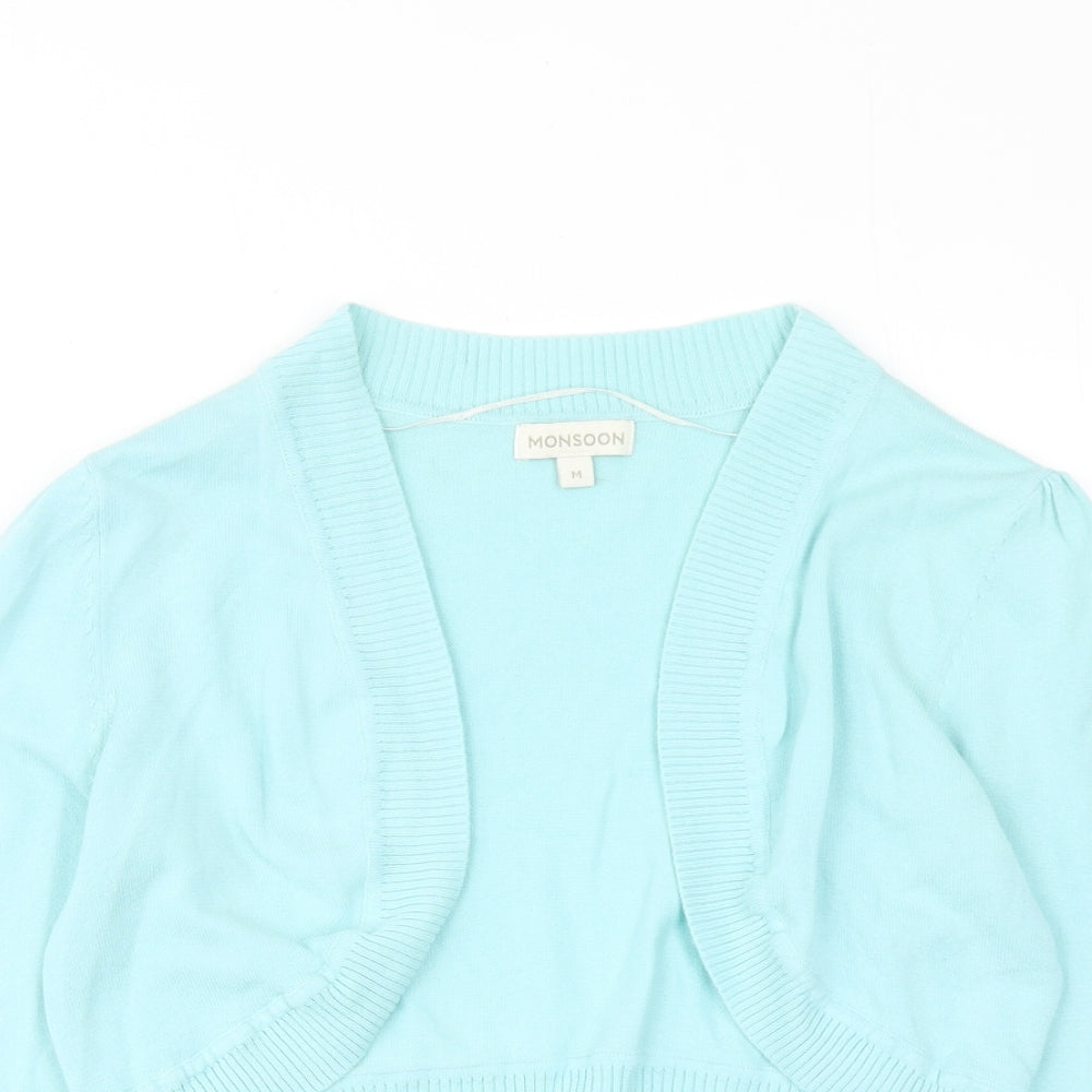 Monsoon Womens Blue V-Neck Cotton Cardigan Jumper Size M