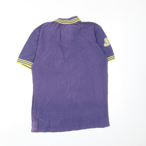 Joe Browns Mens Purple Cotton Polo Size S Collared Button