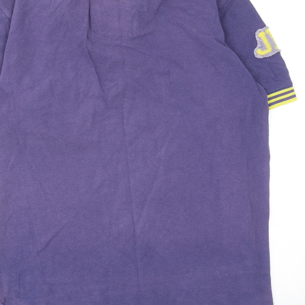 Joe Browns Mens Purple Cotton Polo Size S Collared Button