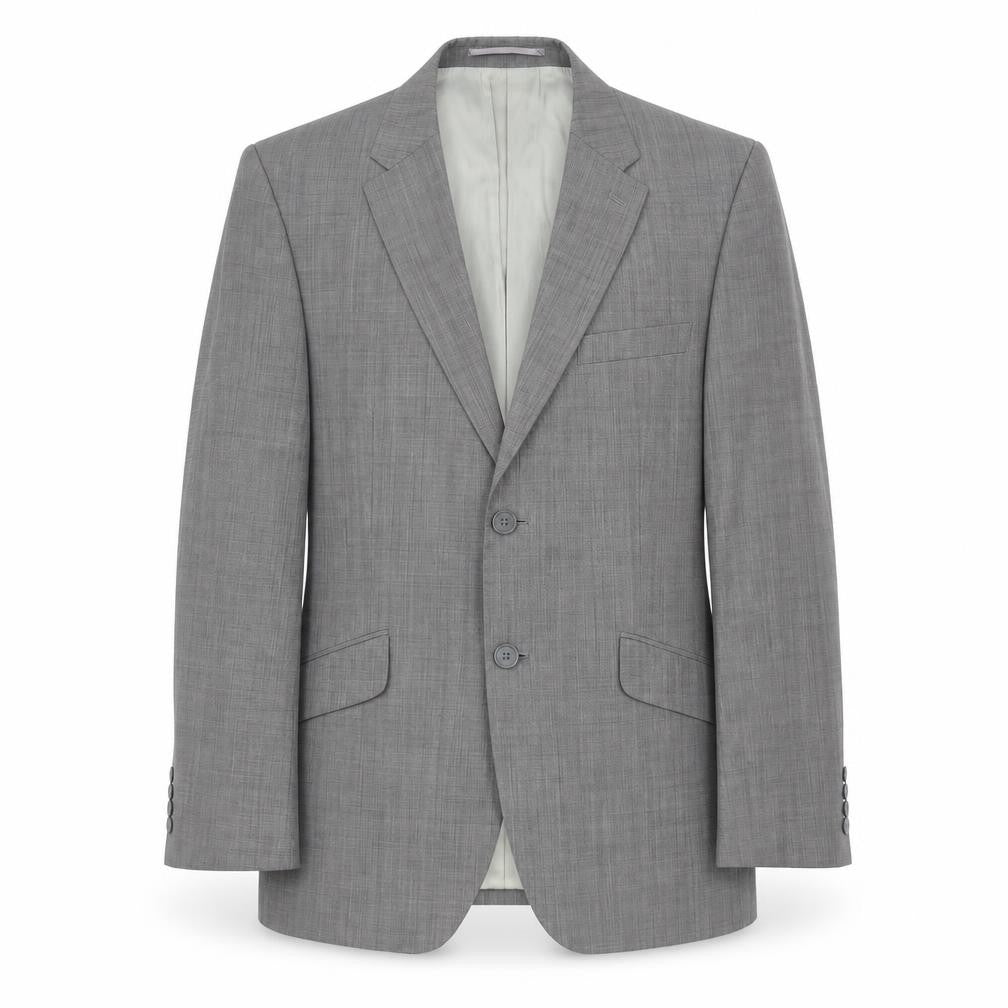 Front view of French Connection men’s grey wool jacket suit jacket, size 38, regular