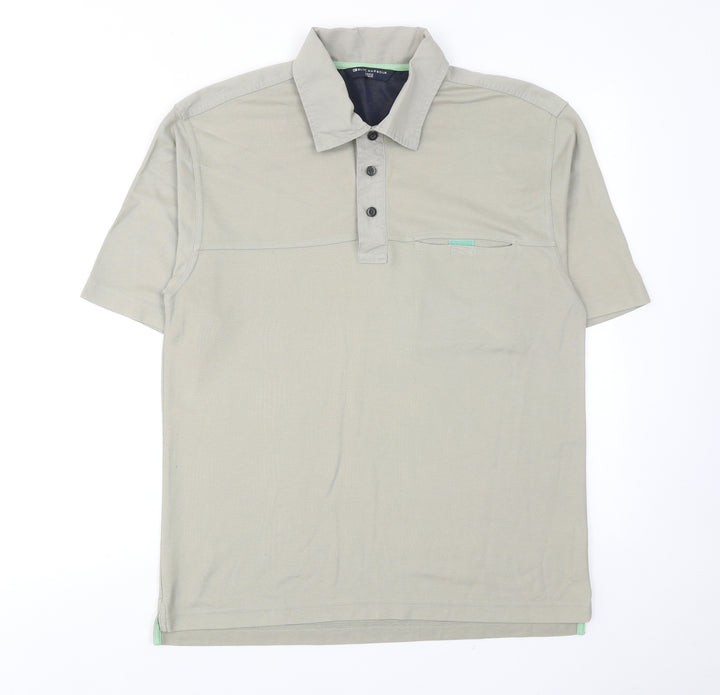 Blue Harbour Mens Grey Cotton Polo Size S Collared Button