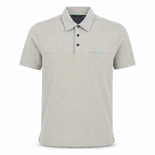 Front view of Blue Harbour men’s grey cotton polo, size S, collared button