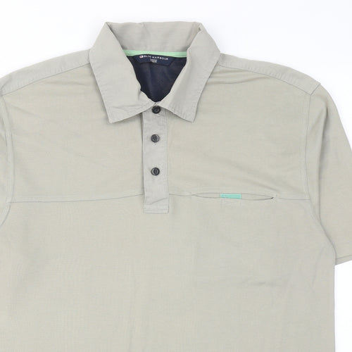 Blue Harbour Mens Grey Cotton Polo Size S Collared Button