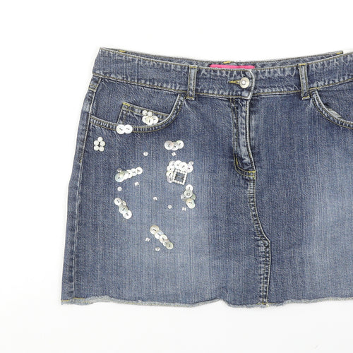 Falmer Womens Blue Cotton Bandage Skirt Size 12 Zip
