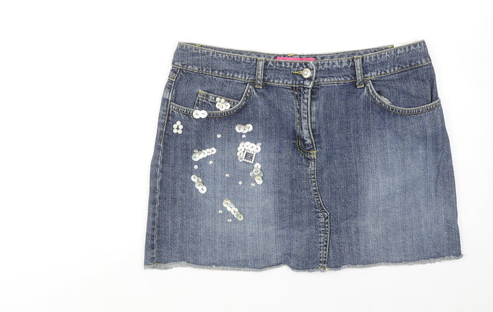 Falmer Womens Blue Cotton Bandage Skirt Size 12 Zip