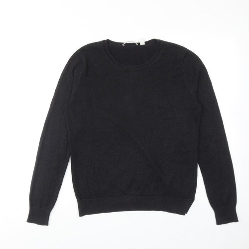 Trenery Womens Black Round Neck Cotton Pullover Jumper Size S
