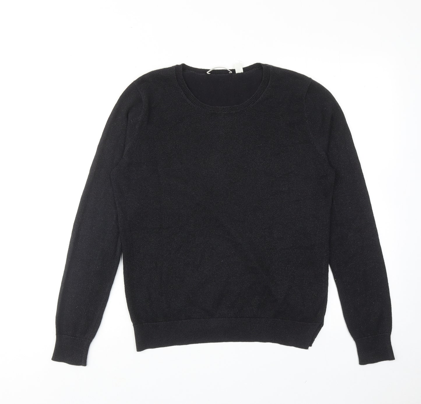 Trenery Womens Black Round Neck Cotton Pullover Jumper Size S