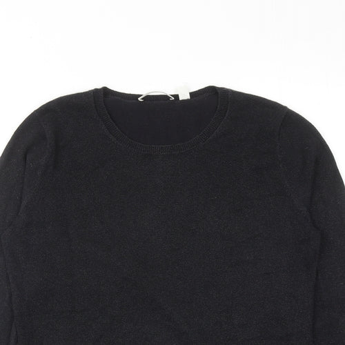 Trenery Womens Black Round Neck Cotton Pullover Jumper Size S