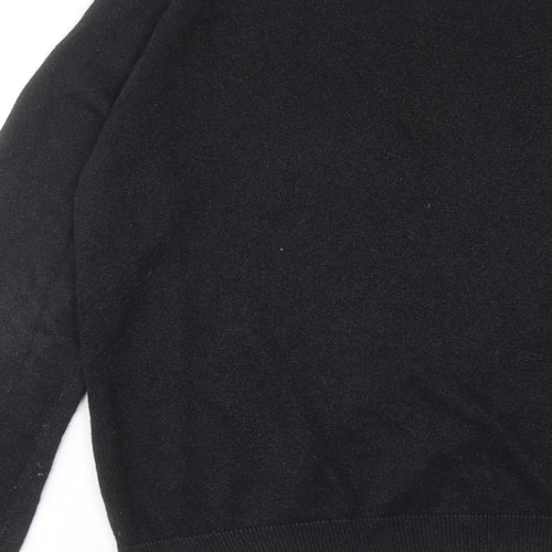 Trenery Womens Black Round Neck Cotton Pullover Jumper Size S
