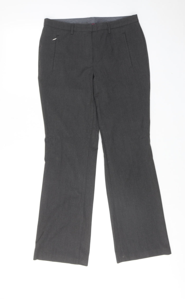 Marks and Spencer Womens Grey Polyester Dress Pants Trousers Size 10 Regular Hook & Eye - Zipped Pockets