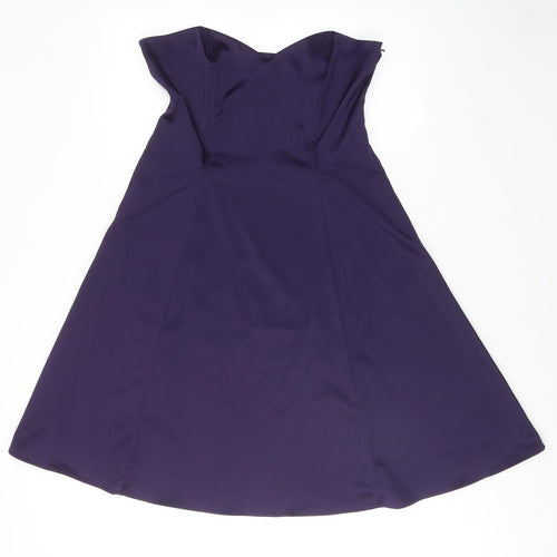 West One Womens Purple Polyester A-Line Size 14 Sweetheart Zip