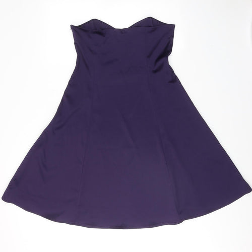 West One Womens Purple Polyester A-Line Size 14 Sweetheart Zip