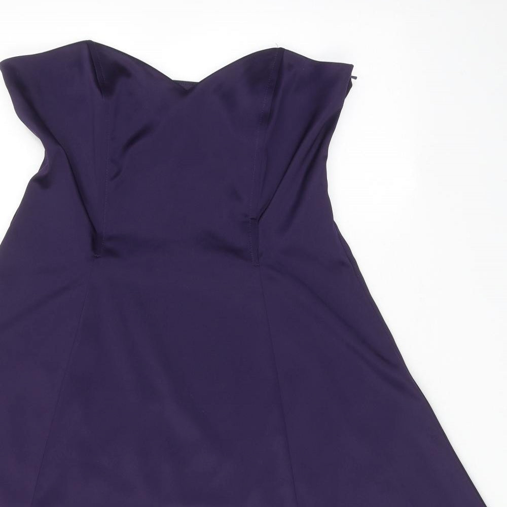West One Womens Purple Polyester A-Line Size 14 Sweetheart Zip
