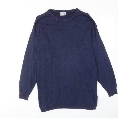 BHS Womens Blue Cotton Jumper Dress Size 10 Round Neck Pullover