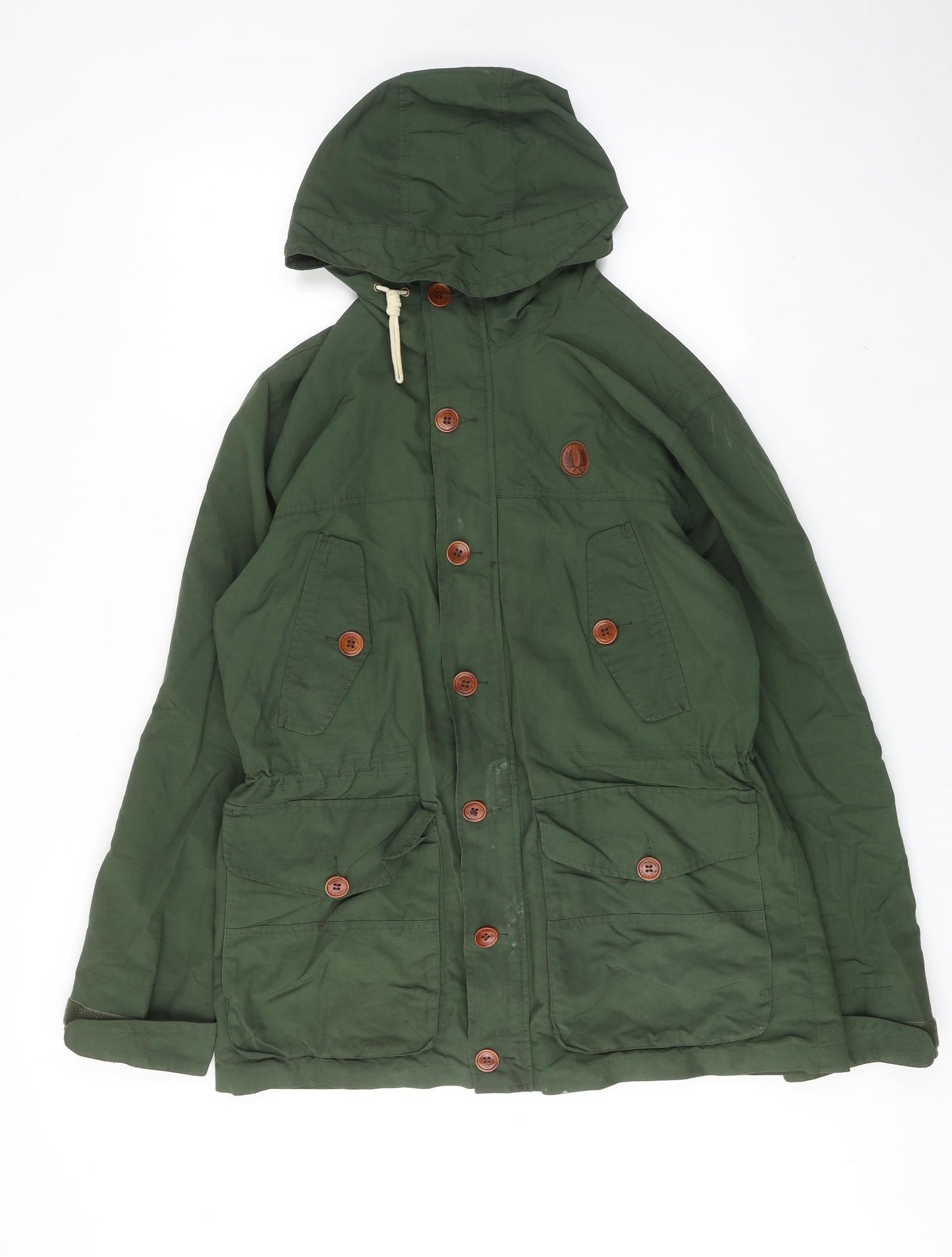 Fred Perry Mens Green Rain Coat Coat Size M Zip