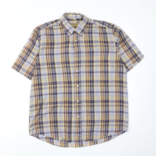 Timberjack Mens Multicoloured Plaid Polyester Button-Up Size M Collared Button
