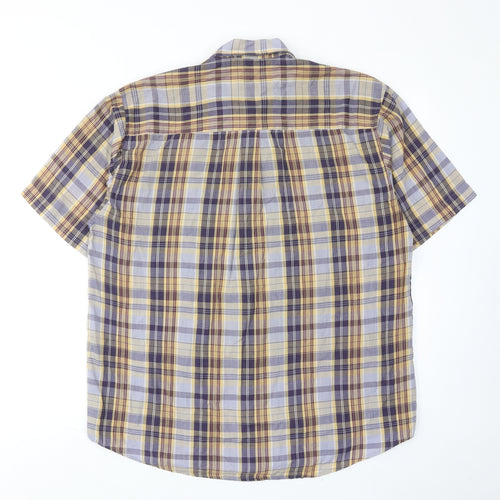 Timberjack Mens Multicoloured Plaid Polyester Button-Up Size M Collared Button